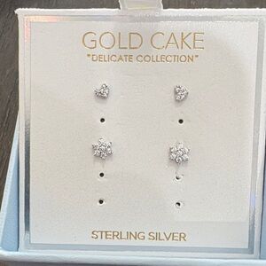 Gold Cake Sterling Silver Earring Set